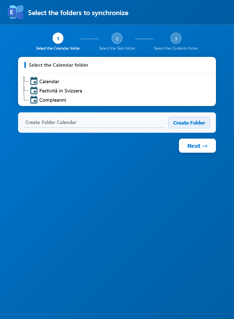 Calendar folder selection