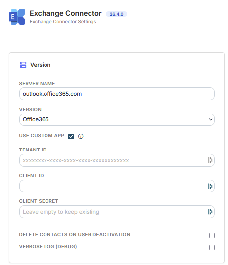 Custom Microsoft App configuration