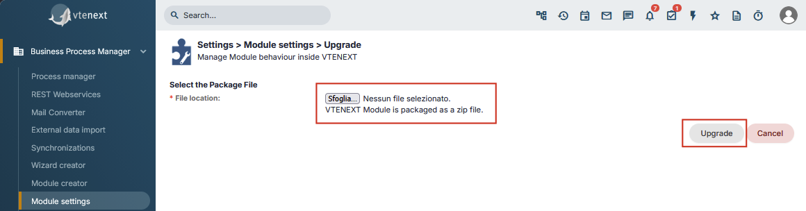 Module update confirmation