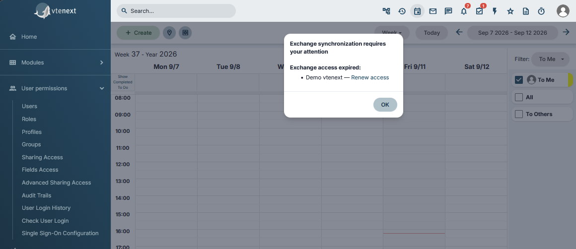Exchange synchronization requires your attention popup