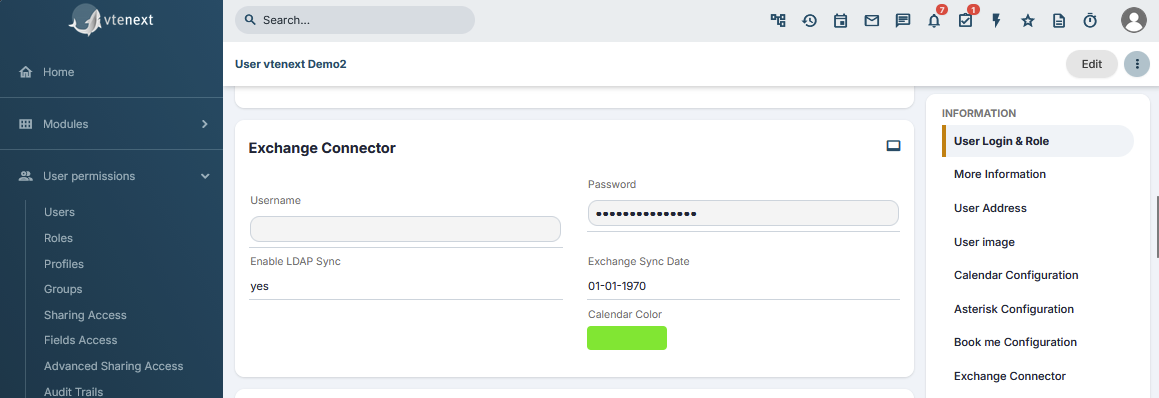 Exchange Server user configuration
