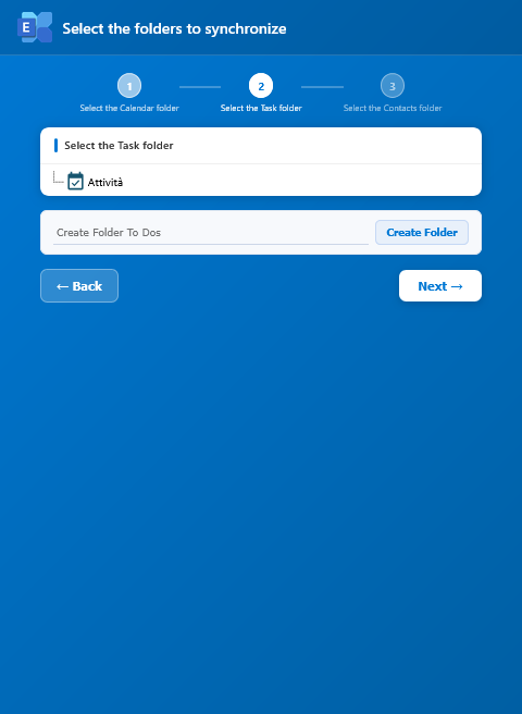 Task folder selection